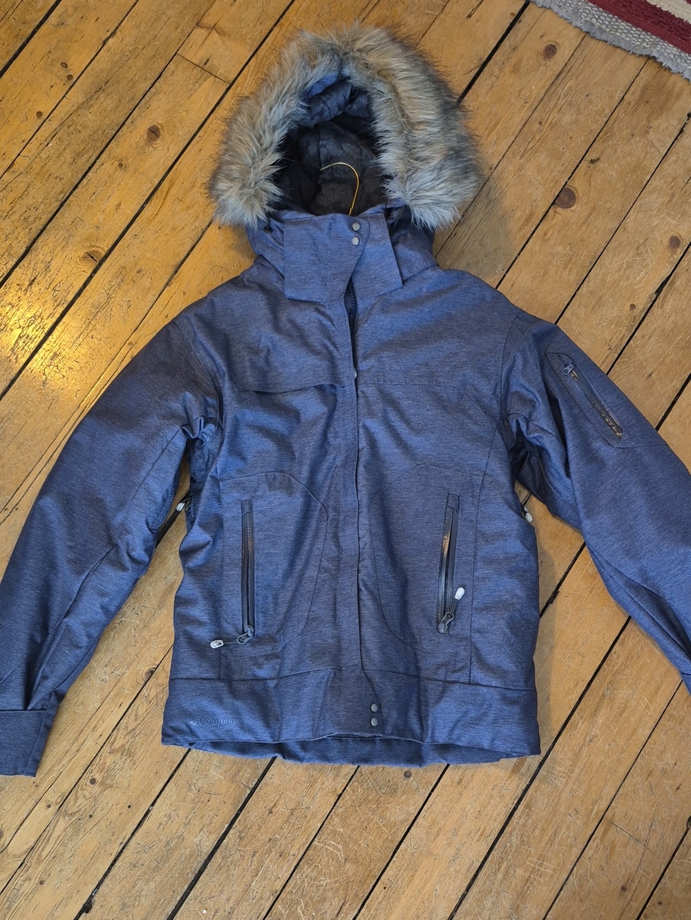 Columbia  Blue Ski Jacket with Faux Fur Hood